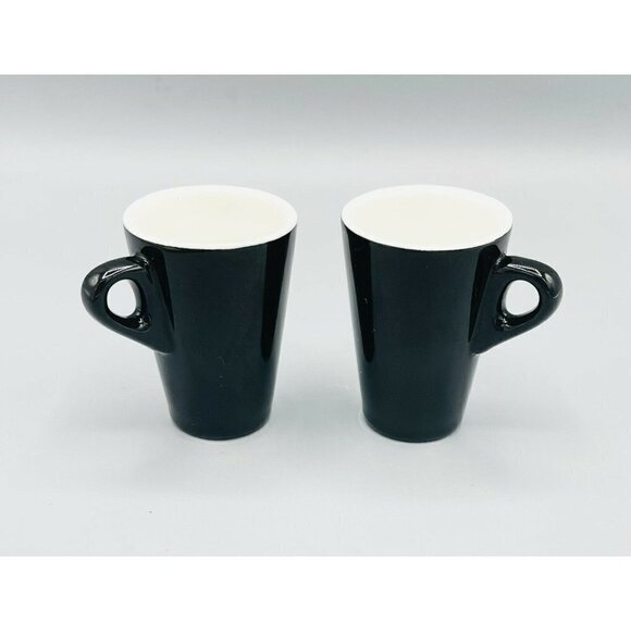 2 Tognana Porcelain Espresso Shot Mugs Cups Black Made in Italy Coffee Bar 3” - Picture 1 of 4